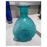 MID CENTURY ITALIAN BLUE HOBNAIL DECANTER