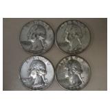 1960 D, 61 D, 62 P, 63 P WASH. QUARTERS 90%