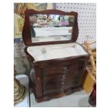 CHERRY FINISH COUNTER TOP JEWERLY CHEST