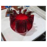 VTG RUFFLED RUBY RED VASE