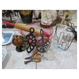 AMBER OIL LAMP & MISC KITCHEN PRIMITIVES