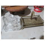 (2) BRASS & GLASS DESK PIECES