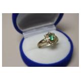 NEW 3.7GR 9K GOLD .59CT TSAVORITE RING SIZE 7
