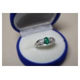 NEW 4.2GR 9K WHT GOLD .75 EMERALD .12CT DIAMONDS