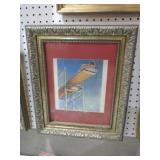 GOLD ORNATE FRAMED NORMAN ROCKWELL BOY ON DIVE BOA