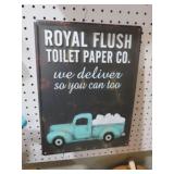 METAL ROYAL FLUSH TOILET PAPER ADV. SIGN