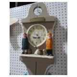 NAUTICAL CLOCK W/ CARVINGS & BRASS