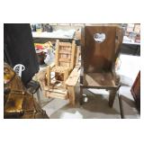 2 WOOD CHILDS CHAIRS & 1 DOLL CHAIR