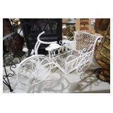 PAINTED WHITE METAL BICYCLE GARDEN PLANTER