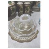 FENTON OPALESCENT HOBNAIL TOPHAT & BOWLS