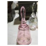 FENTON PINK GLASS HANDPAINTED BELL