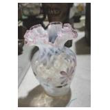 FENTON FRENCH OPALESCENT DIAMOND OPTIC VASE