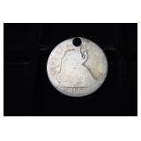 1854 P SEATED LIBERTY HALF DOLLAR 90% HOLED