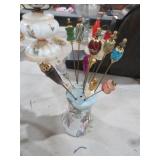 HANDPAINTED HAT PIN HOLDER W/ HAT PINS