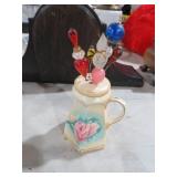 HANDPAINTED HAT PIN HOLDER W/ HAT PINS
