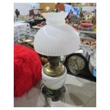ELECTRIFIED OIL LAMP W/ MILKGLASS SHADE