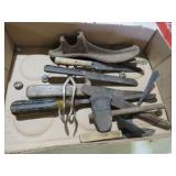 COLL. OLD KITCHEN KNIVES, SHOE LASP & MISC