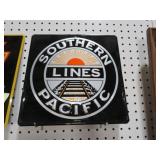 METAL EMBOSSED SOUTHERN LINES PACIFIC RR ADV. SIGN
