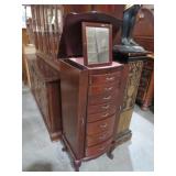 CHERRY FINISH 8 DWR /2DR LIFT TOP JEWELRY CABINET