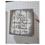 WOOD BLESS OUR FOOD & FAMILY SIGN