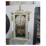 ORNATE WHITE WALL CLOCK KEY & PENDULUM