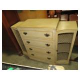 SOLID WOOD PAINTED 4DWR / 2 DR ETAGERE CHEST