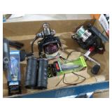 COLL. FISHING REELS, BINOCULARS & MISC