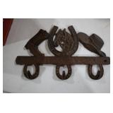 CAST IRON WESTERN THEMED WALL MOUNT HAT/COAT RACK