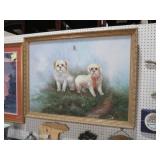 GOLD ORNATE FRAMED DOGS ON CANVAS