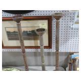 SET OF THREE METAL CANDLE STANDS