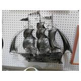 VINTAGE METAL HANGING PIRATE SHIP