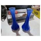 (2) COBALT GLASS VASES