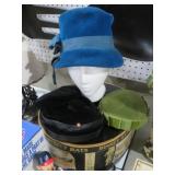 VINTAGE HATS, BOX & HAT STAND