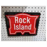 EMBOSSED METAL ROCK ISLAND ADV. SIGN