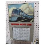 METAL MISSOURI PACIFIC LINES ADV. SIGN & CALENDAR