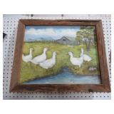 BARNWOOD FRAMED HANDPAINTED DUCKS ON CANVAS