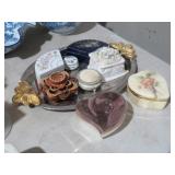 TRAY WITH VINTAGE DRESSER BOXES