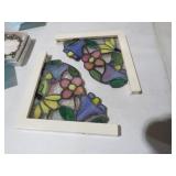PAIR HANDMADE STAIN GLASS CORNERS