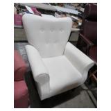 WHITE FABRIC TUFTED BACK OCCASIONAL CHAIR