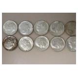(10) ROOSEVELT DIMES VARIOUS DATES & MM 90%