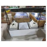 METAL KITCHEN TOTE TRAY W/ (2) PITCHERS