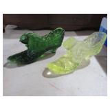 VINTAGE GREEN & VASELINE GLASS SHOES