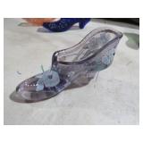 FENTON AMETHYST HANDPAINTED GLASS SHOE