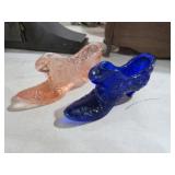 VINTAGE PINK & COBALT GLASS  SHOES