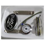 COLL. FORD BELT BUCKLE, OPENERS & CAMPING KNIFE