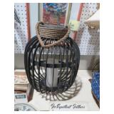 UNIQUE SOLAR POWER CANDLE HOLDER WITH ROPE HANDLE