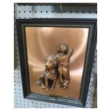 FRAMED 3-D IMAGE BOY&DOG