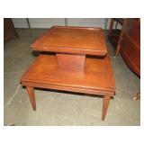 CHERRY FINISH 2 TIER MID CENTURY TABLE