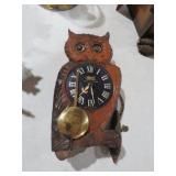 TENZUKA POPPING OWL CLOCK W/ PEDELUM & WEIGHTS