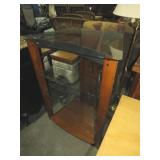 SOLID WOOD W/ GLASS SHELVES ENTERTAINMENT STAND